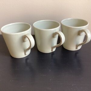 Set of 3 Hand Painted Coffee Mugs by DEAUVILLE Lt Green Portugal